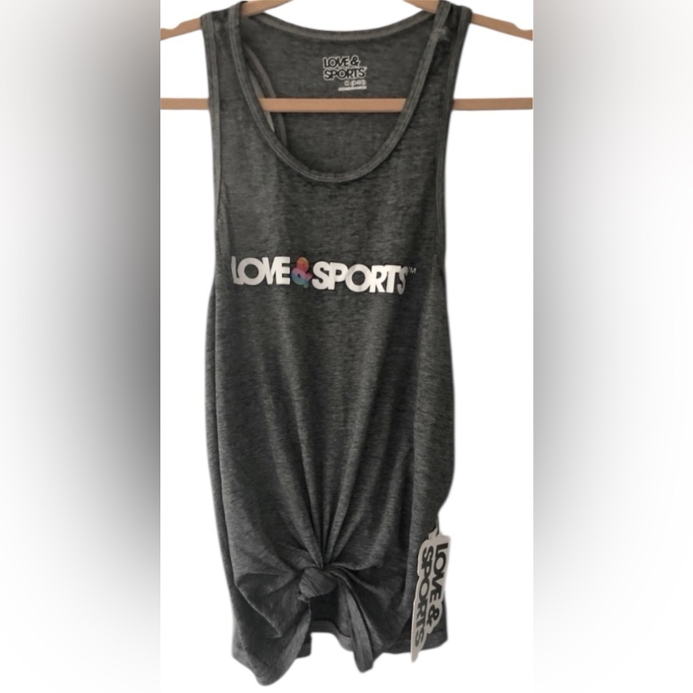 LOVE & SPORTS Sleeveless Grey Athletic Fitness Tank Top Women’s Sz. M